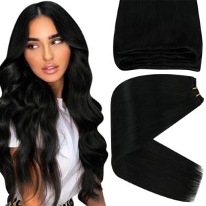 Jet Black 18-Inch Remy Human Hair Sew-In Extensions 100g for Natural Look