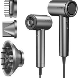 1400W Ionic Hair Dryer with Diffuser and 7.22ft Cord in Dark Grey Color