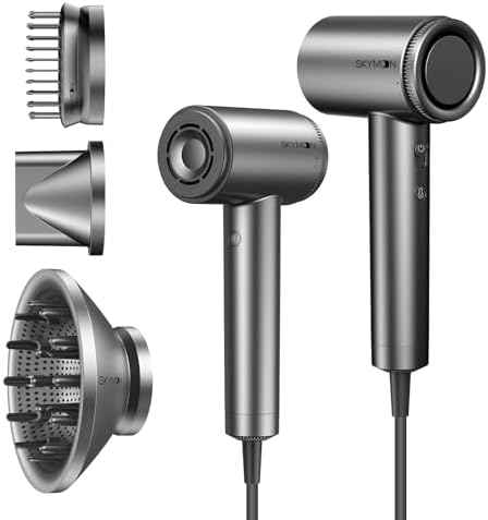 1400W Ionic Hair Dryer with Diffuser and 7.22ft Cord in Dark Grey Color