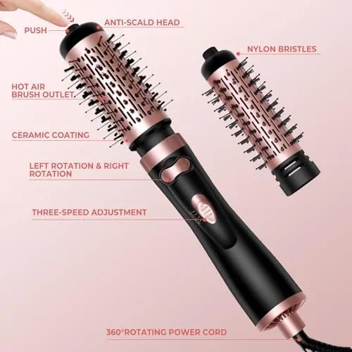 2-in-1 Hair Dryer Brush Set with Two Auto-Rotating Brushes for Easy Styling - Image 7