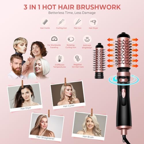 2-in-1 Hair Dryer Brush Set with Two Auto-Rotating Brushes for Easy Styling - Image 2