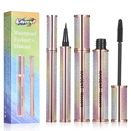 4D Silk Fiber Waterproof Mascara and Eyeliner Set for Long Lasting Wear