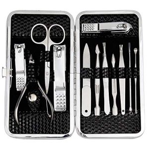ZIZZON 12-Piece Manicure Pedicure Kit with Portable Travel Case for Easy Storage