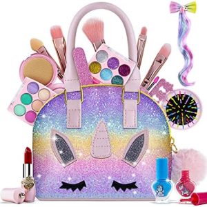 Washable Kids Makeup Kit with Unicorn Bag for Children Ages 3 to 10 Years