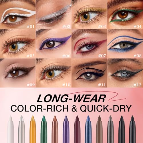 12Pcs LANGMANNI Colorful Waterproof Eyeliner Pencil Set for Long-Lasting Makeup Looks - Image 3