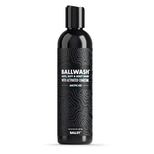 Ballsy Charcoal Body Wash for Men with Holiday Scent, 8 oz Bottle