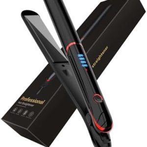 2-in-1 Hair Straightener and Curler with Fast Heat Up and LCD Display, Ceramic Coating, Black