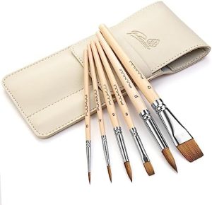 Fuumuui 6pcs Kolinsky Sable Travel Watercolor Brushes ? Short Handles