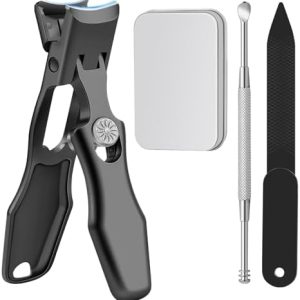 Premium Black Steel Toenail Clippers for Thick Nails, Ergonomic Design and Durable