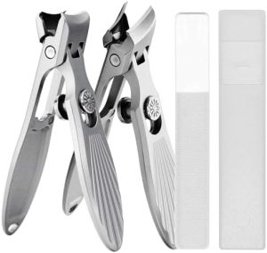 Heavy Duty Nail Clippers for Thick Nails - Grey Combo with Ergonomic Grip