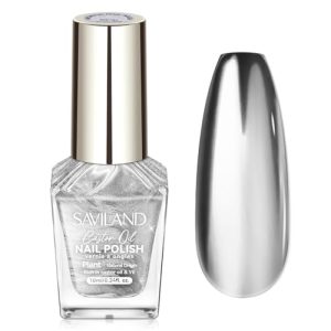 SAVILAND 10ml Silver Chrome Nail Polish - Quick Dry Holographic