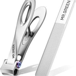 MR.GREEN Large Stainless Steel Nail Clippers and File Set for Easy Grooming