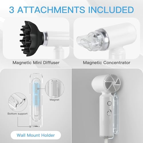 Compact Super Mini Ionic Travel Hair Dryer with Diffuser, Lightweight and Portable Design - Image 5