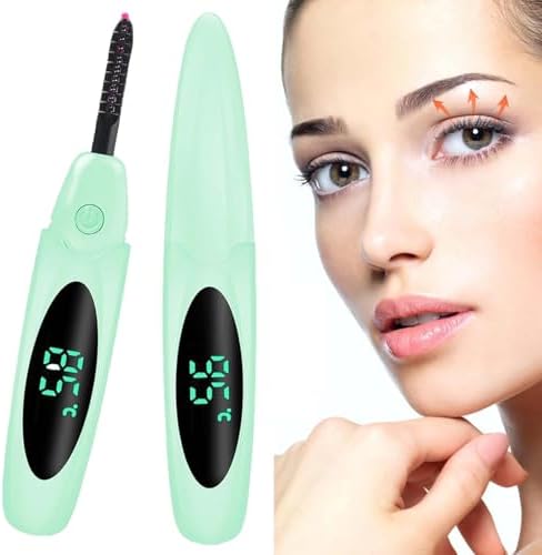 Heated Eyelash Curler with LED Display, 3 Temperature Settings, USB Rechargeable, Compact Size