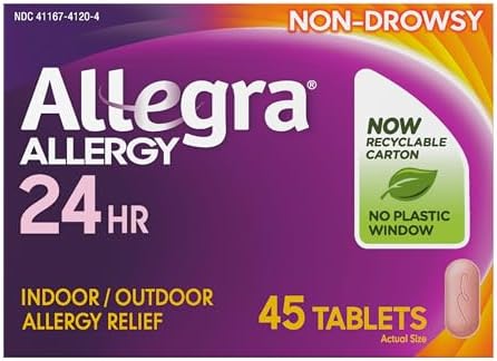 Allegra 24HR Non-Drowsy Antihistamine Tablets, 45 Count, 180 mg Capacity