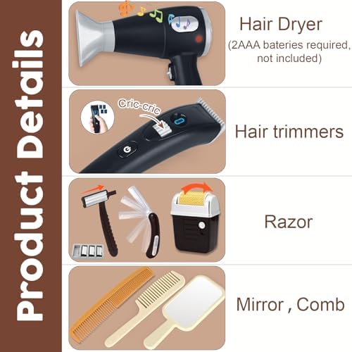 Kids Hair Salon Toy Set with 23 Pieces, Pretend Play Kit for Ages 3-5 - Image 4