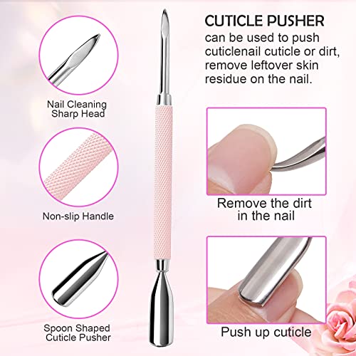 Makartt 3 PCS Pink Cuticle Trimmer and Pusher Set for Nail Care - Image 3