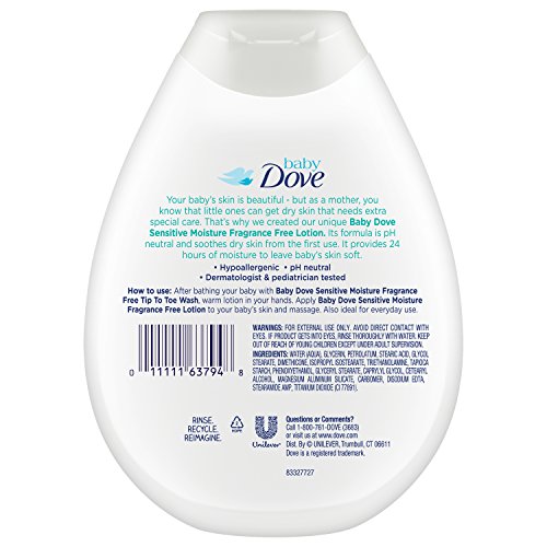 Baby Dove Sensitive Moisture Lotion, Fragrance Free, 13 oz Each, 3-Pack - Image 2