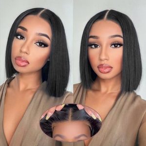 10-Inch Glueless Bob Wig for Women – Human Hair, Pre-Plucked, 180% Density