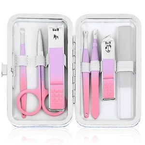 Travel Manicure Set with Stainless Steel Nail Clippers and Compact Carrying Case