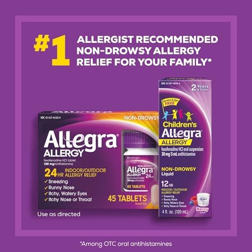 Allegra 24HR Non-Drowsy Antihistamine Tablets, 45 Count, 180 mg Capacity - Image 6