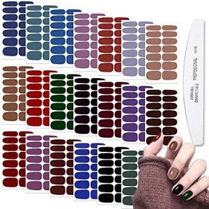 WOKOTO 20 Sheets Dark Nail Polish Strips with Nail File for Easy Application