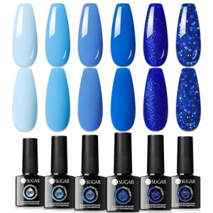 UR SUGAR 6-Color Blue Gel Nail Polish Set - Summer Collection