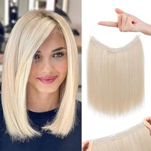 12-Inch Light Blonde Clip-in Invisible Wire Hair Extensions for Easy Volume and Length