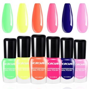 Morovan Neon Nail Polish Set - 6 Quick Dry Colors, 0.25oz