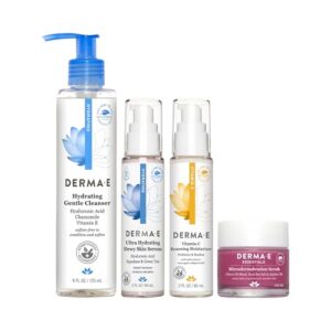 DERMA E Skincare Set with Microdermabrasion Scrub and Hydrating Moisturizers, 4 Pieces