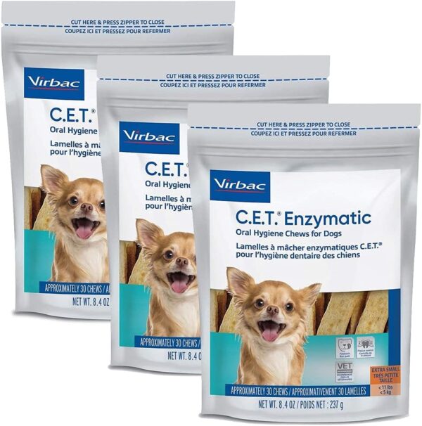 C.E.T. Enzymatic Oral Hygiene Chews for Small Dogs, 90 Count, Fresh Mint Flavor