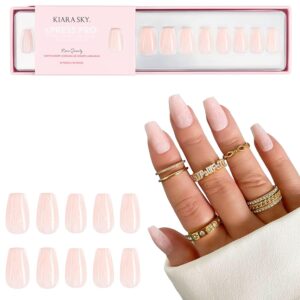 KIARA SKY 30 Piece Coffin Short Press On Nails Kit in Rose Quartz for Easy Application