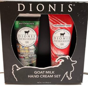 Dionis Goat Milk Hand Cream Set of 2 Nutcracker and Peppermint Twist 1oz Each