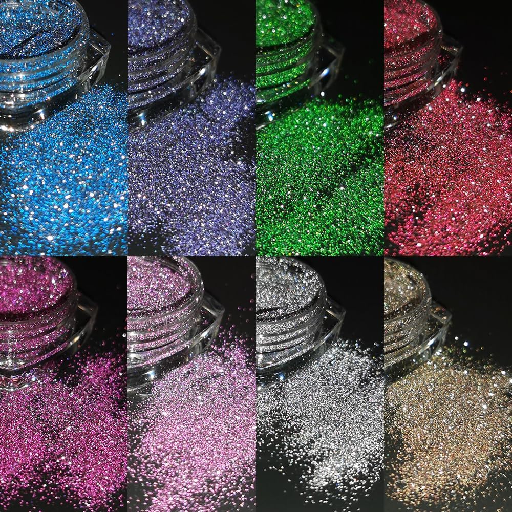 8-Color Reflective Glitter Powder Set for Nail Art Supplies - Image 4