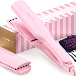 Professional Titanium Hair Straightener/Curler, 2-in-1, Non-Snagging ARC Iron, Ultra Fast Heating, Pink (1 inch)
