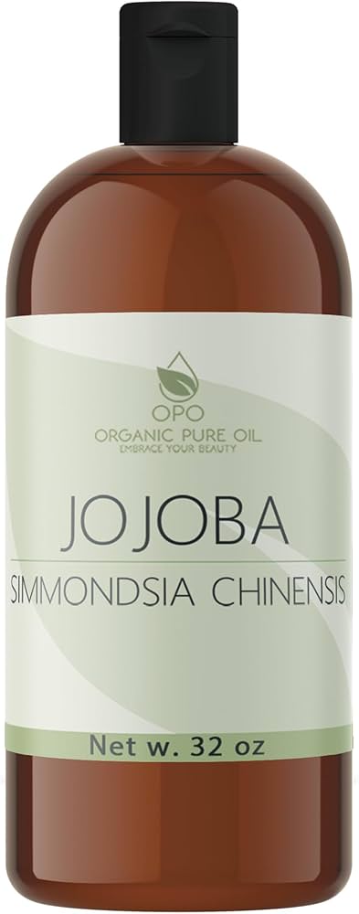 32 oz Organic Jojoba Oil - USDA Certified, Cold Pressed, Natural, Vegan, for Skin, Hair, Body, Scalp, Beard, Face - Packaging Varies