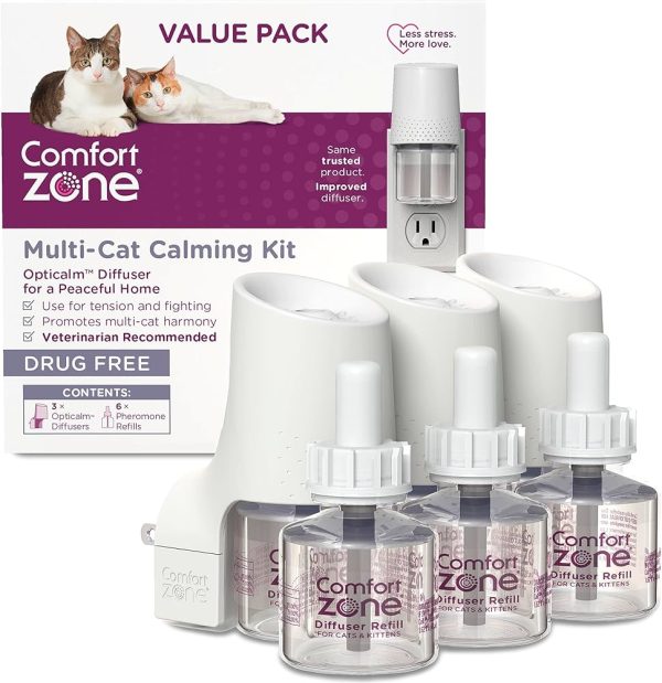 6 Refills | Comfort Zone Multi-Cat Diffuser Refills (Value Pack) for a Peaceful Home | Veterinarian Recommend | Stop Cat Fighting and Reduce Spraying