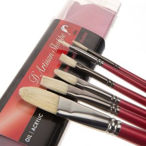 "6pc Filbert Chungking Hog Hair Paint Brush Set"