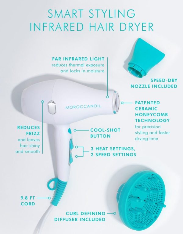 Fast-drying hair tool with infrared technology.