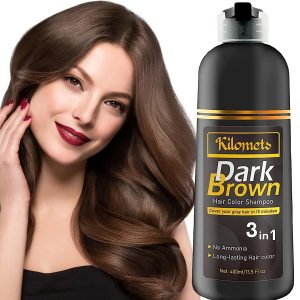 "Kilomets Black Hair Color Shampoo: 100% Grey Coverage, Ammonia-Free"
