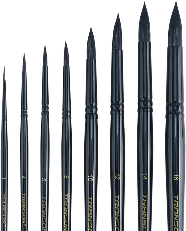 Transon Goat Hair Watercolor Brushes 8pcs