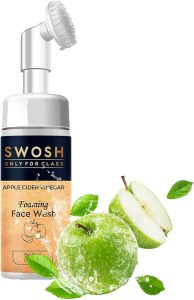 WOW Apple Cider Vinegar Foam Exfoliating Face Wash & Brush - Gentle Cleanser for Acne-Prone Skin