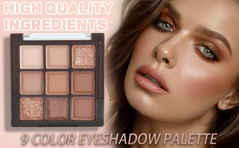 9Color Pink Rose Gold Brown Warm Colorful Eyeshadow Palette Makeup