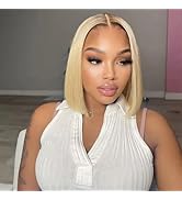 VIYAVIYA Honey Blonde Bob Wig Human Hair 13x5x1 T part Lace Front wig 613 Bob Wig Human Hair 150 ...