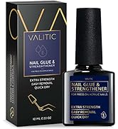 Valitic Nail Glue and Strengthener for Acrylic and Press On Nails - Quick Dry Brush On Nail Gel f...