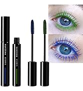 2 Color Colored Mascara for Eyelashes Set,Blue Green Colorful Waterproof Mascara for eyelashes Lo...