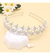 Oriamour Silver Wedding Headbands With Crystal Zircon Bridal Headbands Set of 2