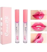2 Pcs Color Changing Lip Gloss Lip Oil Tinted, Pink Magic Mood Lipstick , High-Shine Clear Temper...