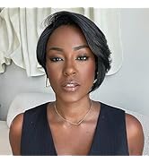 HUA Short Wigs for Black Women 8 Inch Pixie Cut Wig Human Hair Short Straight Wigs for Black Wome...