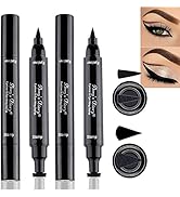 2Pcs Double-sided Liquid Stamp Eyeliner Pen, Wing Shapes Face Stamps Makeup Extremely Black Water...